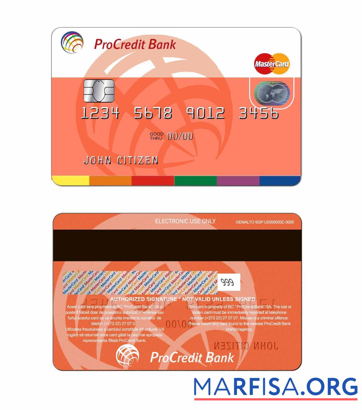 Downloadable Moldova ProCredit Bank MasterCard 1 download for verification